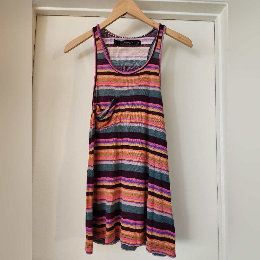 Pattinson J Kincaid Multicolor Striped Racerback Tank‎ Top Colorful Size Medium
